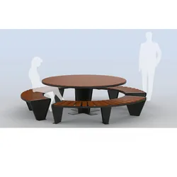 Picknick Set mit Tisch und gebogenen Banken h140_362