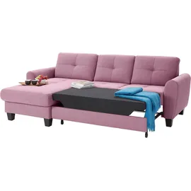 sit&more Ecksofa SIT & MORE "Varese L-Form", rosa (altrosa), B:253cm H:91cm T:167cm, Bedruckte Microfaser (100% Polyester);Luxus-Microfaser ALTARA NUBUCK (100% Polyester);Struktur (100% Polypropylen), Sofas, Ecksofa, mit Federkern, wahlweise mit Bettfunktion und