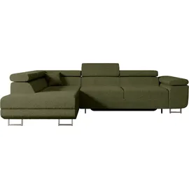 altdecor Ecksofa mit Schlaffunktion und Bettkasten 272x202 cm Grün Bouclé