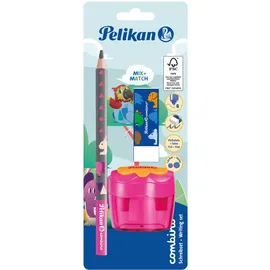 Pelikan Combino Schreiblern- Bleistift-Set B pink mit Tiermotiv, 1 Set