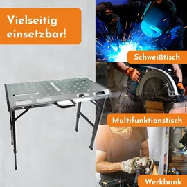 Lemodo Schweißtisch klappbar, Werkbank höhenverstellbar aus Stahl, Multifunktionstisch
