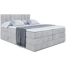 altdecor Boxspringbett mit Matratze Topper, Polsterbett mit Bettkasten OTTA KING - 160x200 - Grau Monolith