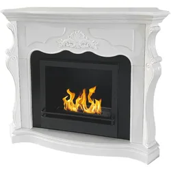 Divina Fire Bioethanol-Kamin Paris Bodenbiokamin aus weißem Holz L123xT39xH100