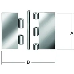 Tür-Scharnier,kantig,B63xH63mm,gerollt,edelstahl,rostfrei