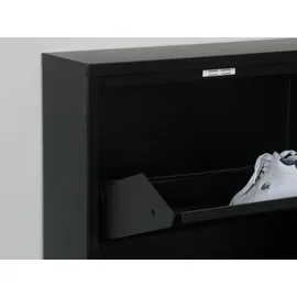 VCM ebuy24 Schuhschrank mit 6 Klappen/Türen in Metall schwarz.Fertig montiert geliefert.