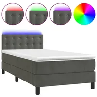 VidaXL Boxspringbett mit Matratze & LED Dunkelgrau 90x200 cm