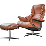 KAWOLA Sessel MODO Relaxsessel drehbar Leder braun mit Hocker