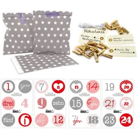 Frau Wundervoll DIY Adventskalender Bescherung taupe Stern 13x16,5cm