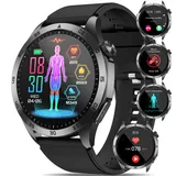 YYKY Smartwatch Damen Herren,2.04”AMOLED mit EKG+HRV/Harnsäure/Annehmen 2024 Smartwatch mit SOS-Notruf/Sportuhr Smartwatch für Android iOS