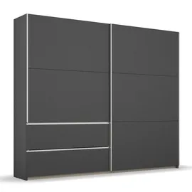 Rauch Möbel Sevilla Schrank Kleiderschrank Schwebetürenschrank, Grau metallic, Schwarz, Griffleisten alufarbig, 2-türig, inkl. 2 Kleiderstangen, 2 Einlegeböden BxHxT 218x210x59 cm