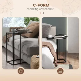 Homcom Beistelltisch Couchtisch in C-Form, Sofatisch, Nachttisch mit Stahlgestell,