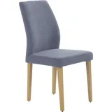 4-Fußstuhl K+W KOMFORT & WOHNEN "6193", blau (blau 52, wildeiche natur), B:47cm H:97cm T:61cm, Stühle, mit Massivholzbeinen in Wildeiche, gebogenen Rücken