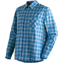Funktionshemd MAIER SPORTS "Claas", Herren, Gr. 64, Normalgrößen, blau, 85% Polyester, 15% Viscose, Langarm, Hemden, Herren Hemd, langarm Karohemd für Outdoor und Freizeit