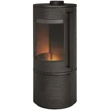 Invicta Altara Gussofen 7kW Riffeloptik modern rund schwarz Kaminofen Heizkamin