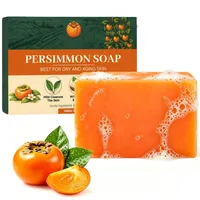 Kaori Persimmon Soap, Kaki Seife Kernseife, Persimmon Kernseife Natur, Seife für Gesicht und Körper, Feste Seifen, Porenverkleinerung, Tiefenreinigung, Feuchtigkeitsspendend, mit Einem Schaumnetz (1)