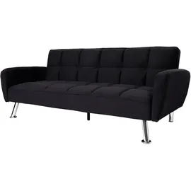 Mendler Schlafcouch Samt 2-Sitzer Schwarz