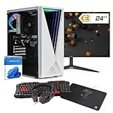 dcl24 Gaming PC Set komplett AMD Ryzen 5 5600G, AMD Radeon Grafik Vega - 1000GB SSD, 16GB DDR4, Gamer PC mit 6x3.9 GHz, WLAN, 24" Monitor, Maus, Tastatur, Headset, Windows 11 Pro [19124]