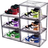 NUKied Schuhboxen Stapelbar Transparent|3er Set Schuhkarton mit Tür, Sneaker Box für Herren- und Damenschuhe Schuhaufbewahrungsbox |Aufbewahrungsboxen für Schuhe,Robust, Langlebig,(43X29X14CM)