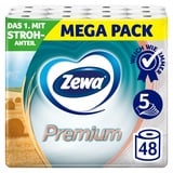 Zewa Premium Toilettenpapier mit Stroh 48 Stück, 6x8 Rollen, 5 Lagen, Vorratspackung