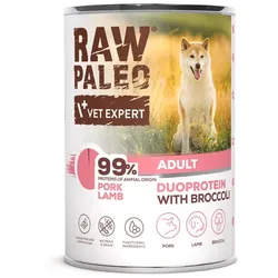 RAW PALEO Pork&Lamb Adult 400g Nassfutter für Hunde mit Duoprotein aus Schweinefleisch und Lammfleisch