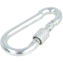 DROMET Karabiner, Stahl, mit Sicherung für Seile, L: 50mm, 5mm, Zink beschichtet, Anti-Korrosion