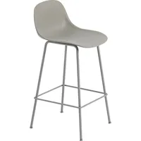 Muuto Fiber tube Hocker 65 cm, grau mit Rückenlehne,