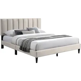 home collective Polsterbett 140x200 und 160x200 cm Doppelbett mit weichem Bezug Bettgestell, vertikaler Steppung, 140x200 cm, Beige - Beige