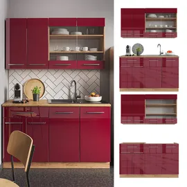 Vicco Küchenzeile Fame-Line 140 cm Bordeaux Hochglanz