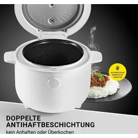 N8WERK Digitaler Reiskocher 2 Liter Fassungsvermögen | 5 Programme | Touch-Display ohne Anhaften & Überkochen automatische Warmhaltefunktion & Überhitzungsschutz inkl. Dampfgarer-Einsatz