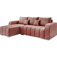 MIRJAN24 Ecksofa Pufetto, Eckcouch mit Bettkasten und Schlaffunktion, Stilvoll Polstersofa, L-Form (Farbe: Manila 29) - Rosa