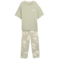 Tom Tailor Damen Pyjama-Set mit Allover-Print, grün, Geblümt, Gr.