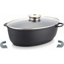 Cheffinger Alu Guss Oval Bräter ø38cm Induktion Topf Schmortopf Marmorbeschichtung