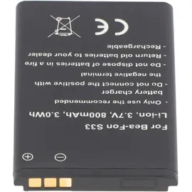 AccuCell Nachbau Akku kompatibel Bea-Fon S33, C140, C240 Akku 3,7 Volt 800mAh Li-Ion Akku 53,2 x 34,0 x 4,6mm
