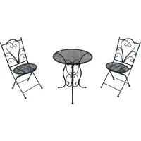 Axi Eloise Bistroset 3-teilig aus Metall Gestanzt in Anthrazit | Bistrotisch mit 2 Stühlen | Bistro Gartenmöbel Set für Garten/Balkon/Terrasse | Balkonset/Sitzgruppe