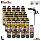 Brandschutzschaum B1 Bauschaum 15x750ml 1x Reiniger Schaum Montageschaum Pistole