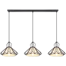 GLOBO Hängelampe, Metall, Textil, schwarz, 3 Flammig, H 120 cm