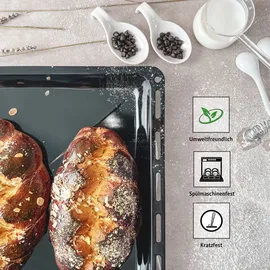 ICQN Backblech 455 x 375 x 30 mm Set, 2er Emaillierte Fettpfanne für Backofen und Herd, Passend für Bosch, Siemens, Neff, Constructa, Flavel, Kra...