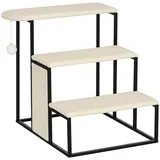 PawHut Hundetreppe 3 Stufen 53 cm Hoch Haustiertreppe für Katzen bis zu 6 kg Katzentreppe Hunderampe Einstiegshilfe für Bett, Sofa, Couch und Auto Cremeweiß+Schwarz