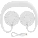 Tragbarer, Per Usb Aufladbarer Mini-nackenventilator Mit 3 Geschwindigkeitsstufen In Anhängerform, Weiß, Fürs Büro