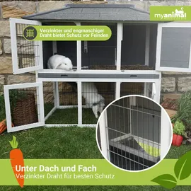 My Animal Freilaufgehege MH-28 2-stöckig 4 Türen 100 x 60 x 90 cm grau/weiß