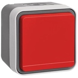 Berker Steckdose SCHUKO mit rotem Klappdeckel, grau/lichtgrau matt (47403521)