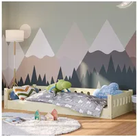 Bellabino Bodenbett Miera 90x200 cm, Montessori Kinderbett Natur lackiert,