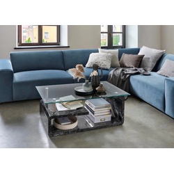 Couchtisch PAROLI, schwarz (marmor, klarglas), B:110cm H:40cm T:40cm, Tische