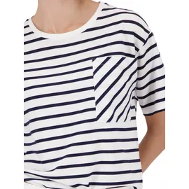 Monari Gestreiftes T-Shirt mit Brusttasche Weiß 44