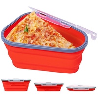 BOTC Pizzateller Tragbare Silikon-Faltbox für Pizza, Mikrowellengeeignet, Pizzateller Essteller, (5 St), Teller Set für 5 Personen, Rot, Silikon rot