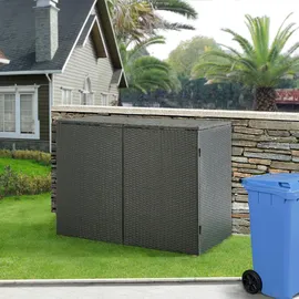 [en.casa] Mülltonnen Verkleidung Widnau für 2 Mülltonnen Polyrattan Dunkelgrau