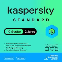 Kaspersky Standard Anti-Virus 2025  1-10 Geräte / 2 Jahre Online-Banking Leistungsoptimierung  PC/Mac/Mobile  Aktivierungscode per Email