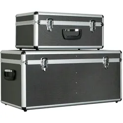 BRB Alurahmen-Transportboxen, 2er-Set, 65 Liter u. 25 Liter, anthrazit, abschließbar