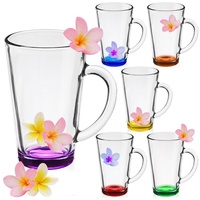 PLATINUX Latte-Macchiato-Glas Bunte Kaffeegläser, Glas, mit Griff 360ml Set 6 Teilig Mehrfarbig Teegläser Trinkglas beige|bunt