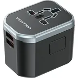 Vention FJCB0 20W Universal-Wandladegerät 1xUSB-C 2xUSB All-in-One Travel Schwarz
